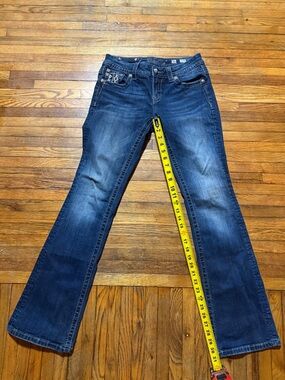 Miss Me Womens 26 Mid-Rise Easy Boot Stretch Jeans Dark Wash Style JE8188E2A